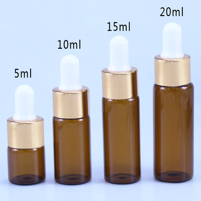 Botella de cristal del dropper de los cosméticos 10ml 15ml 20ml Brown para el aceite esencial