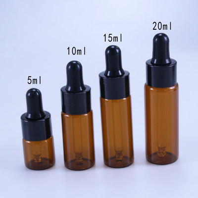 Botella de cristal del dropper de los cosméticos 10ml 15ml 20ml Brown para el aceite esencial