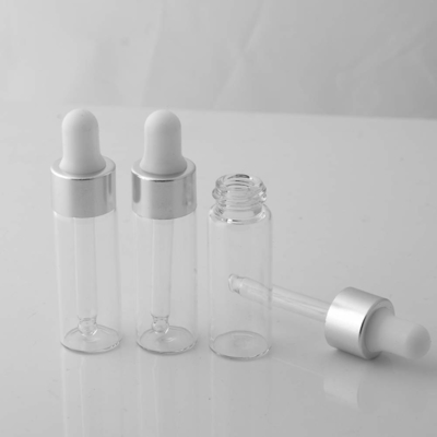 Mini botellas de cristal de plata del dropper del ODM del OEM de las botellas de aceite esencial 5ml