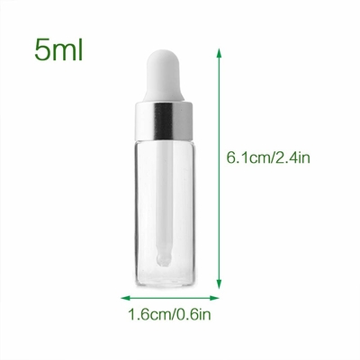 Mini botellas de cristal de plata del dropper del ODM del OEM de las botellas de aceite esencial 5ml