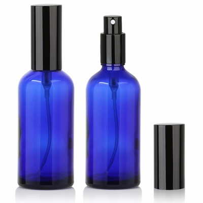 Botella cosmética del espray de la bomba de cristal azul de LinDeer 50ml con el rociador del Black Mist
