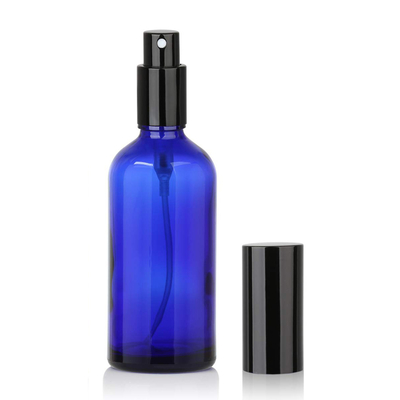 Botella cosmética del espray de la bomba de cristal azul de LinDeer 50ml con el rociador del Black Mist